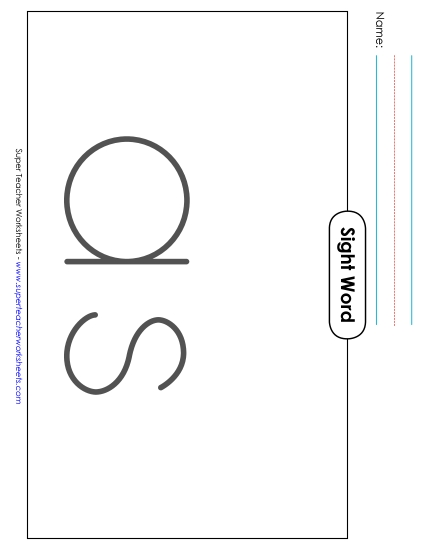 Big Trace: As Sight Words Individual Worksheet