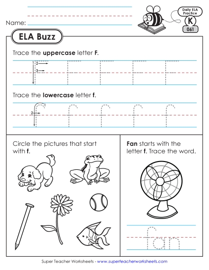 New Kindergarten ELA Buzz: Week 13 <br>Worksheets 61 through 65 Worksheet