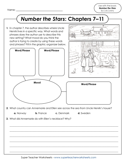 New Number the Stars: Questions for Chapters 7–11 Worksheet