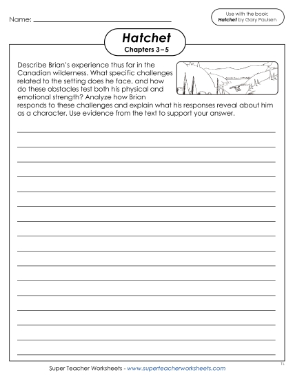 New Chapters 3–5 Writing Prompt:<br>Challenges in the Wilderness Worksheet