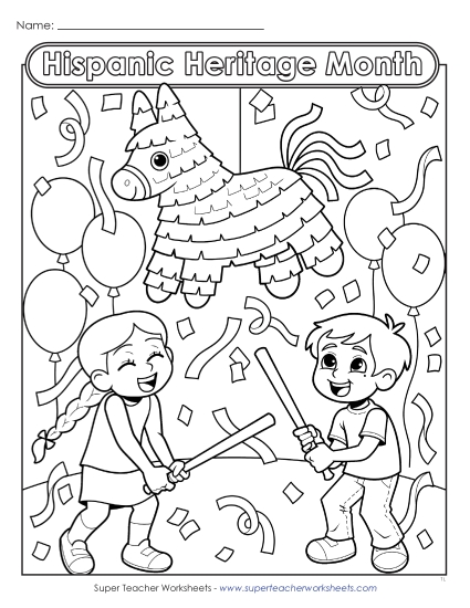 New Hispanic Heritage Month Coloring Page (Piñata)  Worksheet