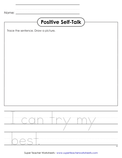 New Draw & Trace:<br>"I can try my best." Worksheet