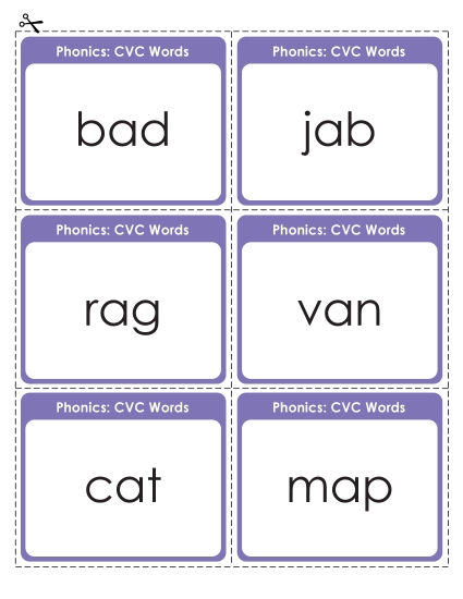 New CVC Flash Cards Worksheet