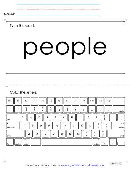 Type the Word: People Sight Words Individual Worksheet