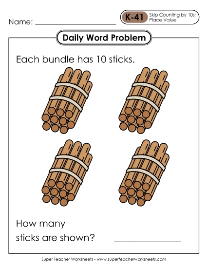 Daily Word Problems K-41 through K-45 Worksheet