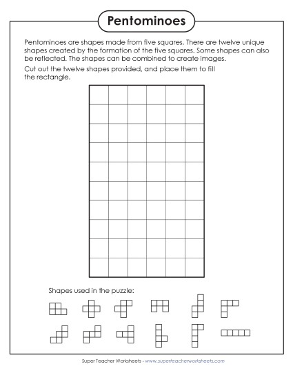 New Rectangle Pentomino Puzzle #2 <br>(6 Squares by 10 Squares) Worksheet New Rectangle Pentomino Puzzle #2 <br>(6 Squares by 10 Squares) Worksheet