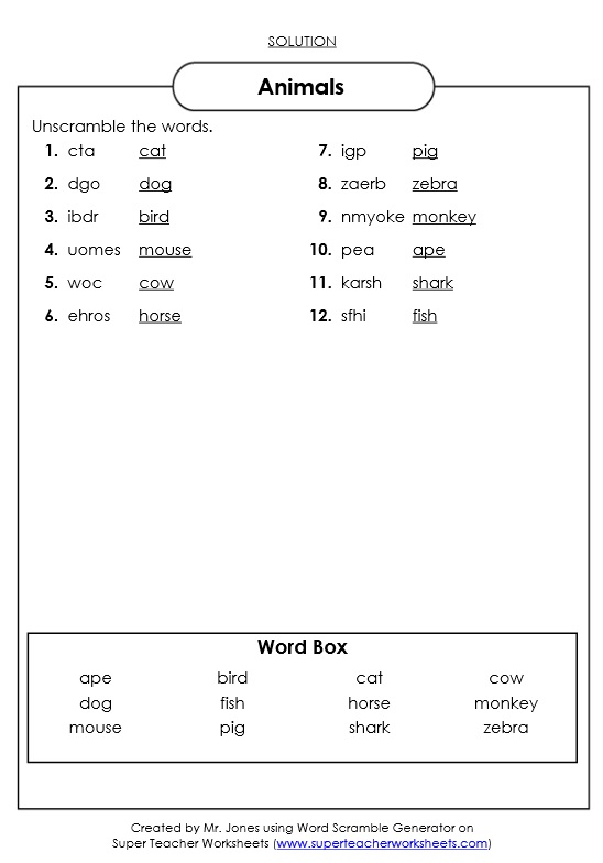 wordsearch 1 grade free printable for Puzzle Word Scramble Generator