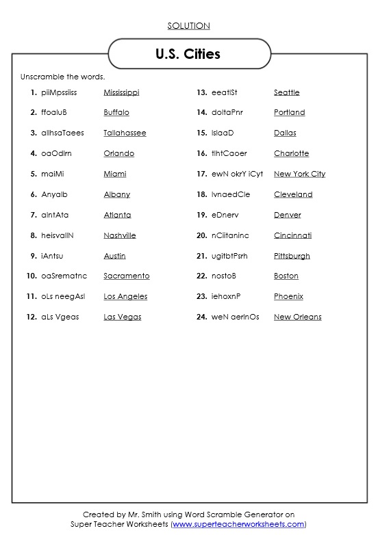Word Scramble Puzzle Generator