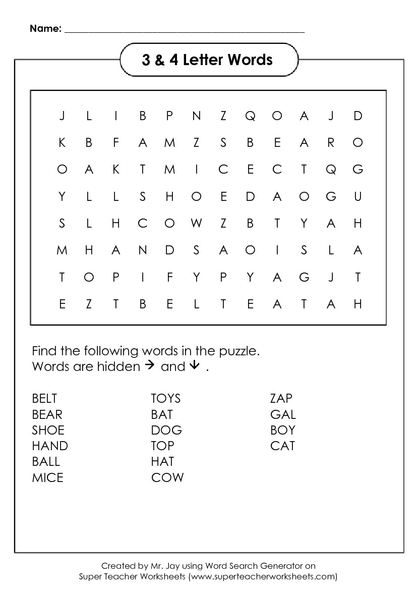 Word Search Puzzle Generator Within Making Words Template