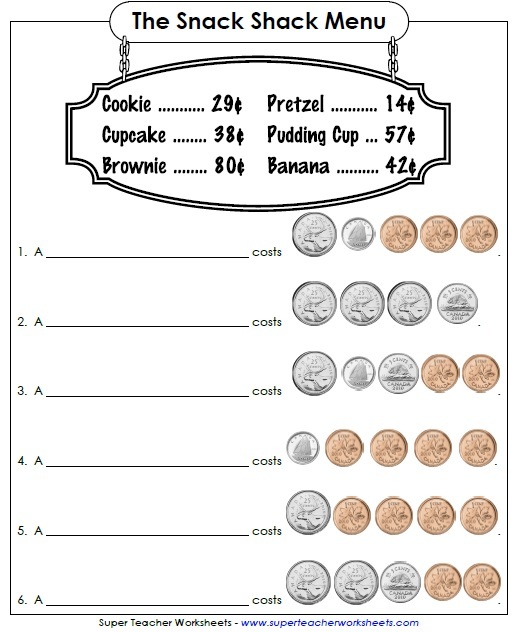 counting money worksheets canadian