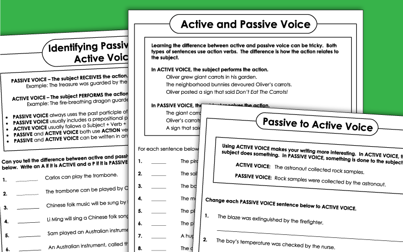 Active and Passive Voice Worksheets