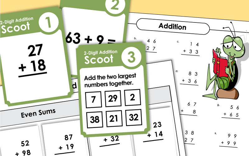 Addition Worksheets (2-Digit; With Regrouping)