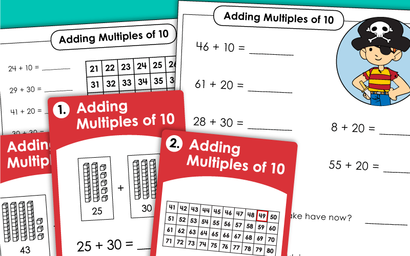 Adding 10 and Multiples of 10 Worksheets