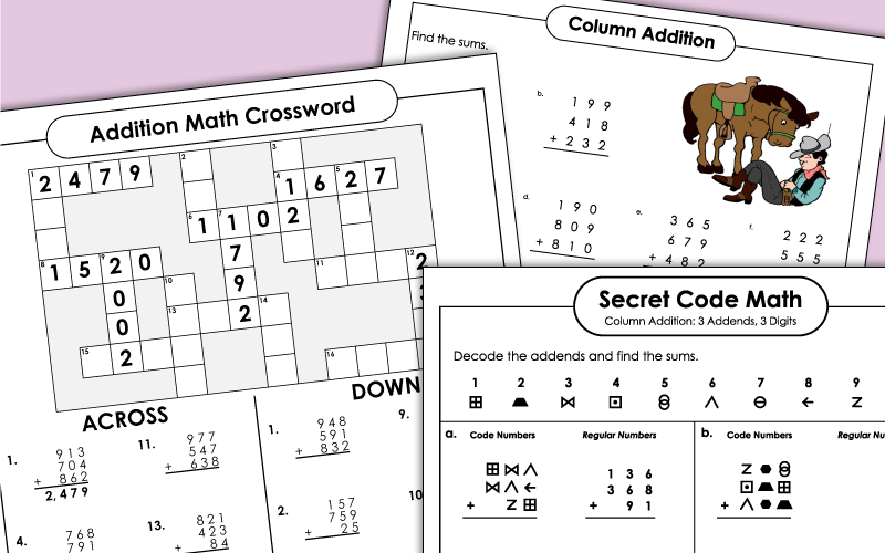 Addition with Multiple Addends Worksheets