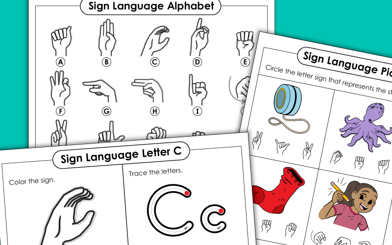 american sign language Worksheets