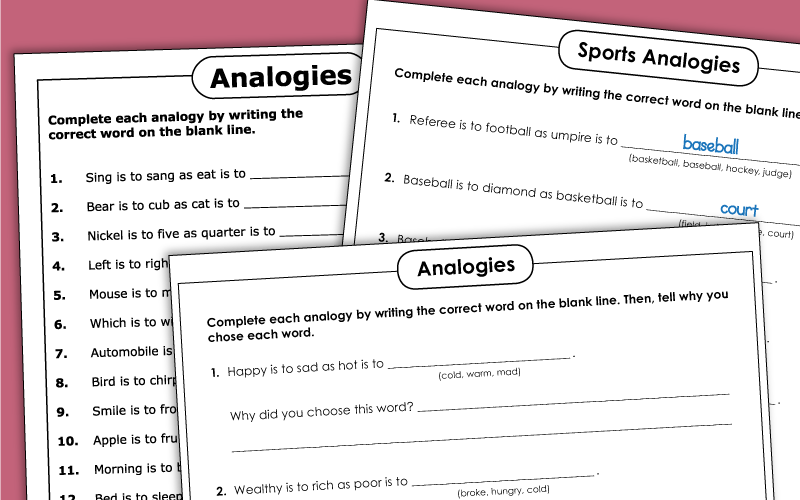 Analogies Worksheets