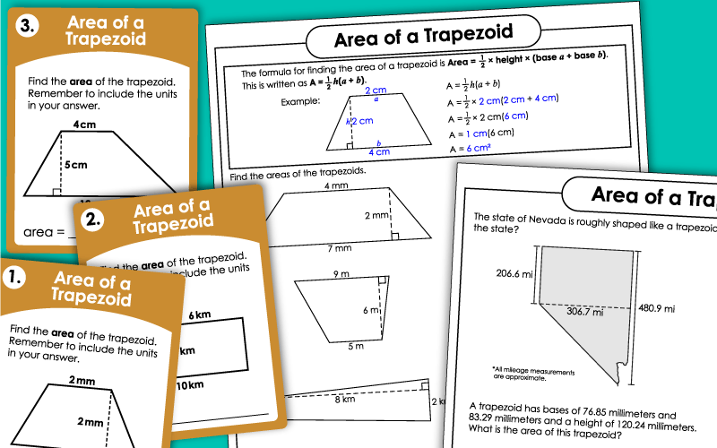 Areas of Trapezoids - Worksheets