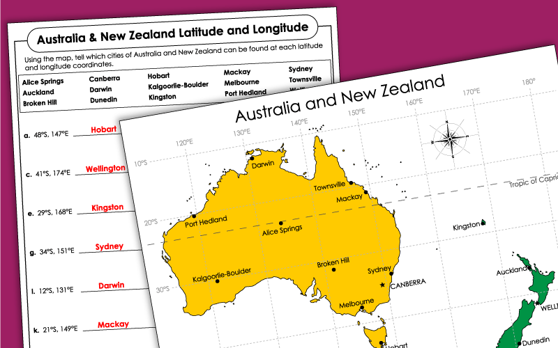 Australia and New Zealand Worksheets