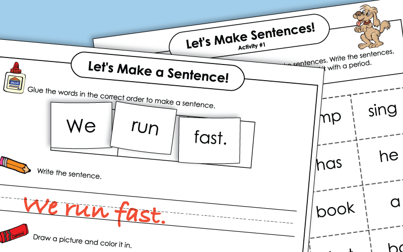 Building Sentences Worksheets