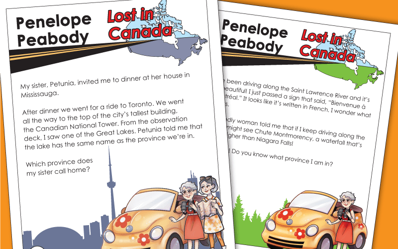 Penelope Peabody:  Lost in Canada Worksheets