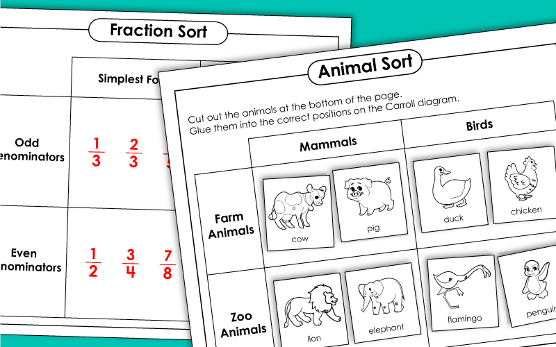 Carroll Diagram Worksheets