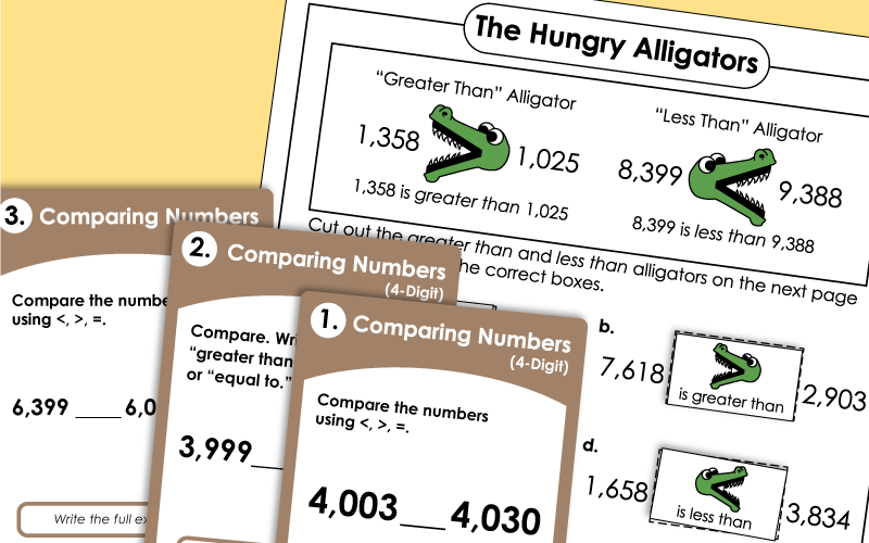 Comparing 4-Digit Numbers: Worksheets