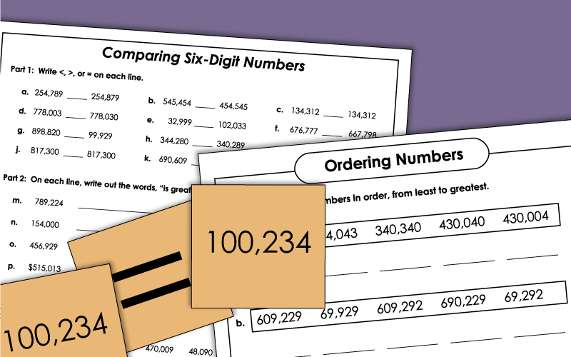 Comparing 6-Digit Numbers: Worksheets