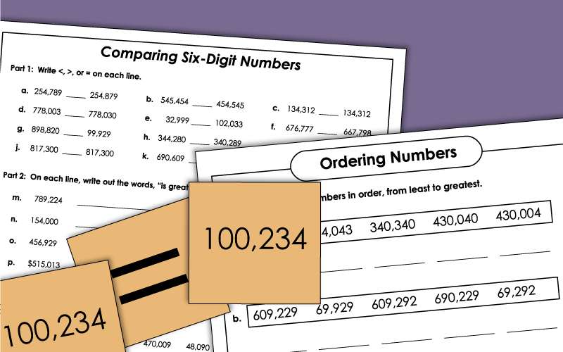 Comparing And Ordering 6 Digit Numbers Worksheets Comparing Numbers