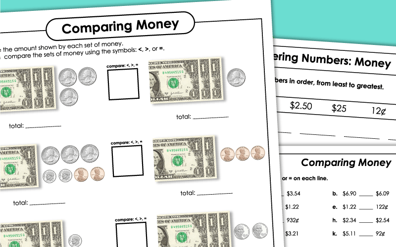Comparing Money - Worksheets