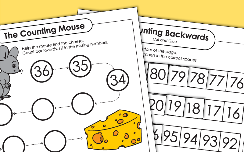 Counting Backwards from 2 Digit Numbers (from 100) Worksheets