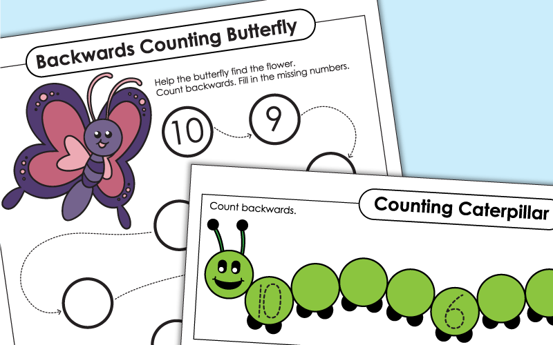 Counting Backwards From 10 or 20 Worksheets