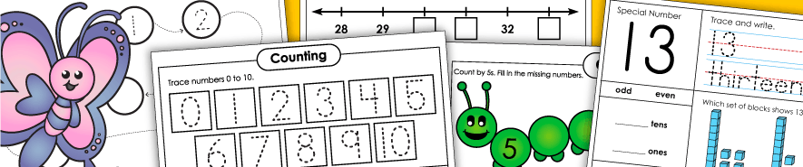 Number Recognition and Counting Worksheets