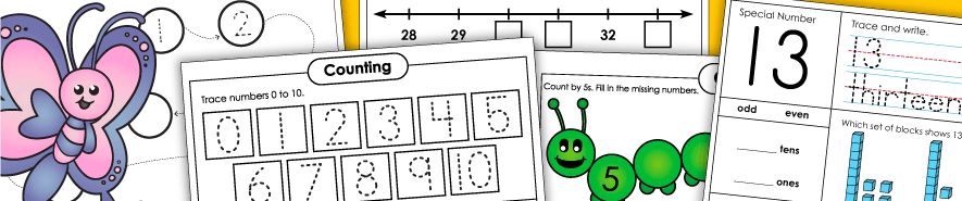 Number Recognition and Counting Worksheets Number Recognition and Counting Worksheets