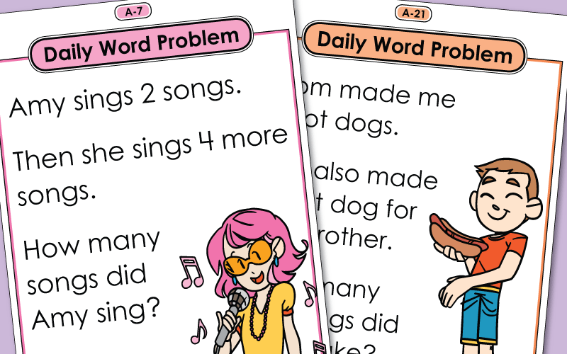 Daily Math Word Problems (1st Grade) Worksheets