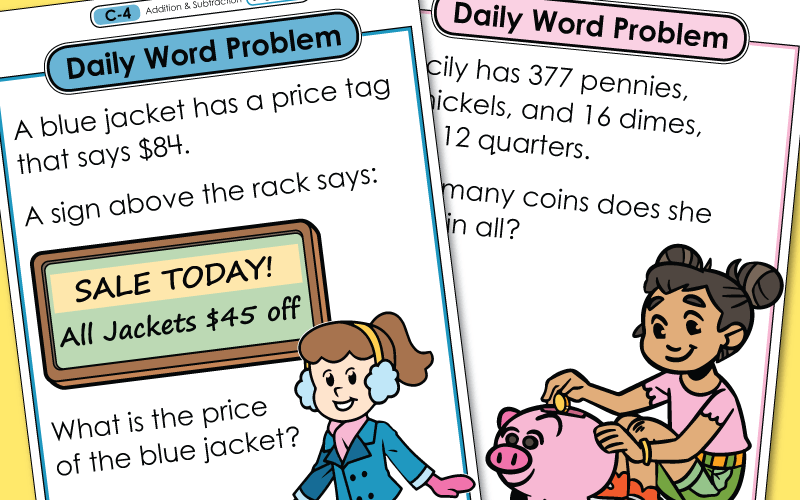 Daily Math Word Problems (3rd Grade) Worksheets