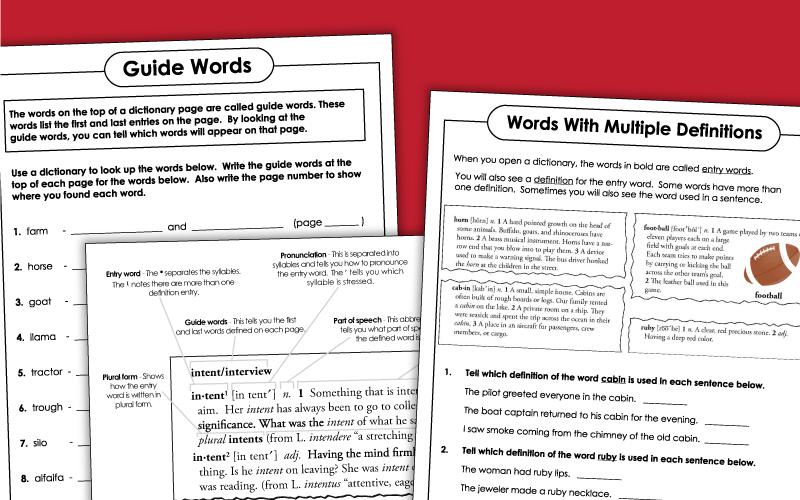 dictionary skills worksheets