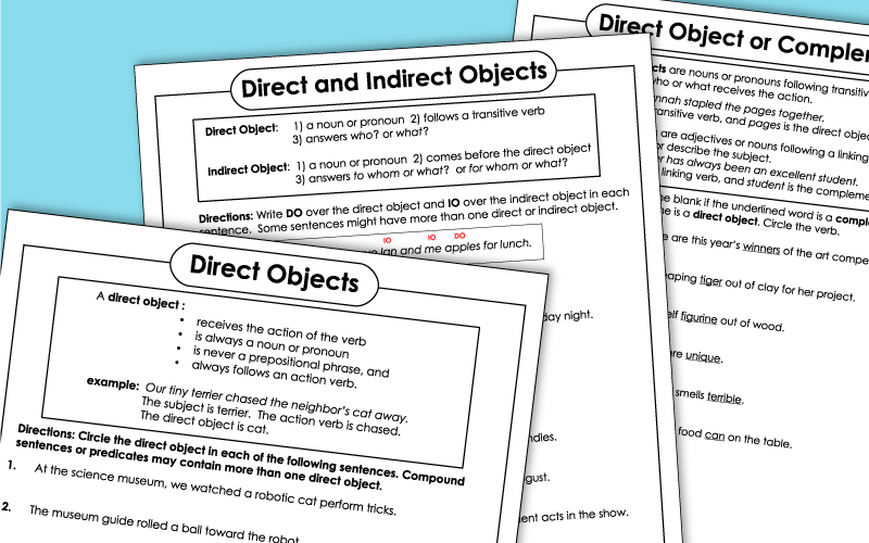 direct objects Worksheets