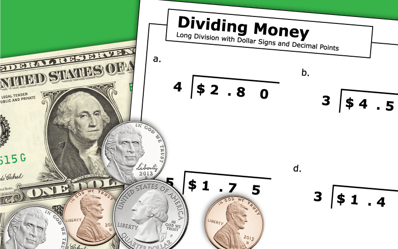 Long Division With Money Worksheets