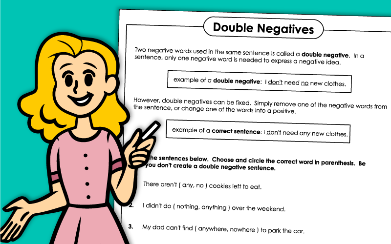 Avoiding Double Negatives Worksheets