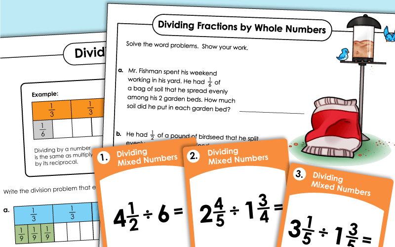 Dividing Fractions and Mixed Numbers Worksheets