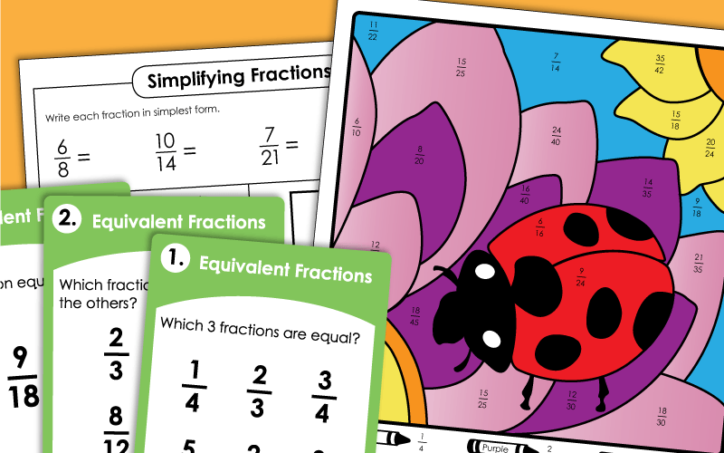 Equivalent Fractions & Simplifying Fractions (Worksheets)