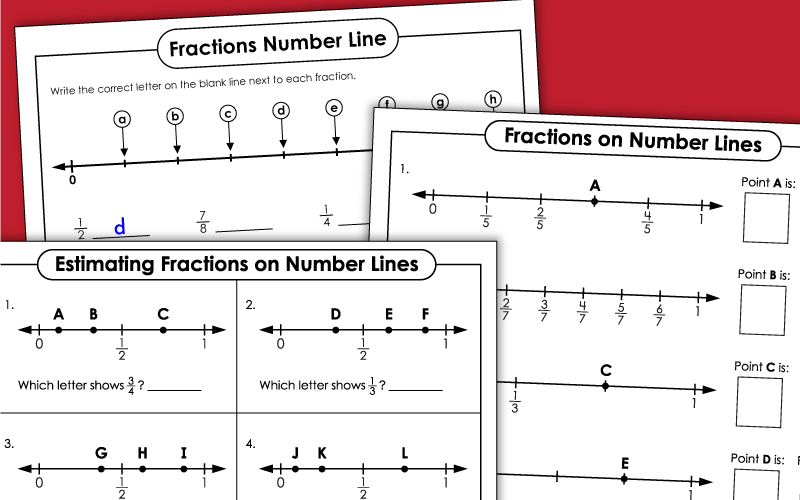 Fractions on Number Lines - Worksheets