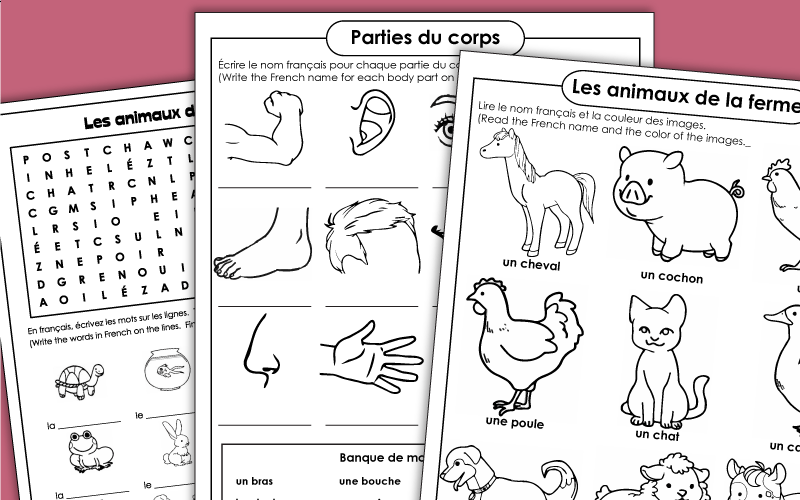 French Worksheets for Kids