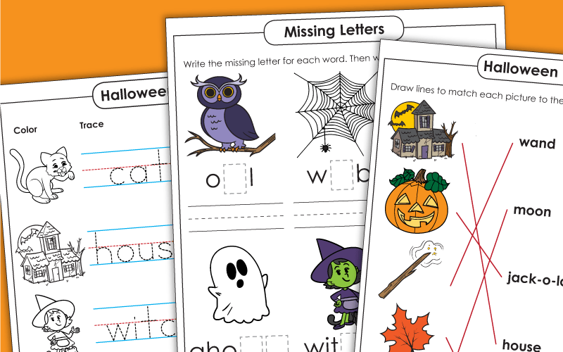 Printable Halloween Phonics Worksheets