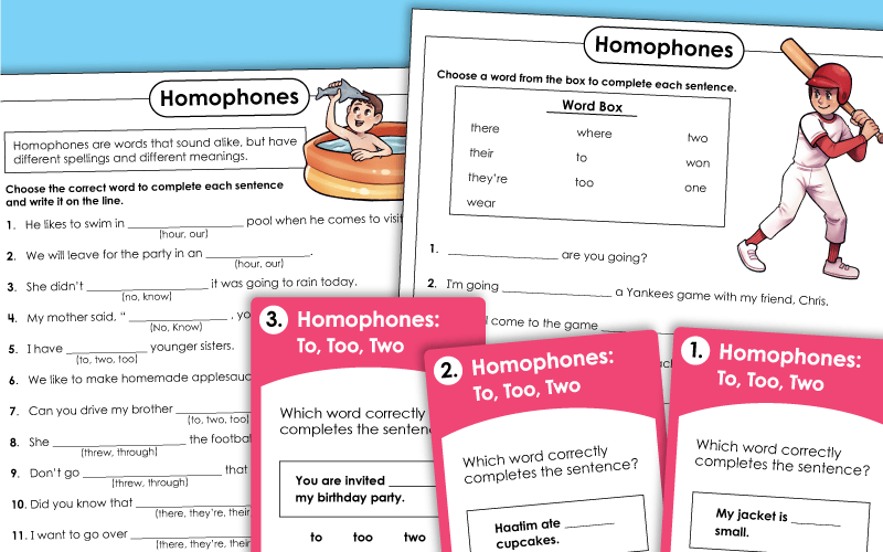 Homophones Worksheets