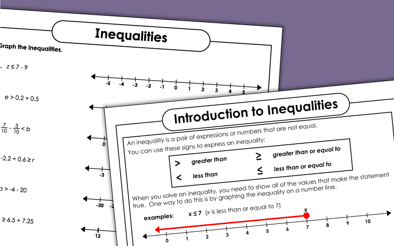 Inequality Worksheets