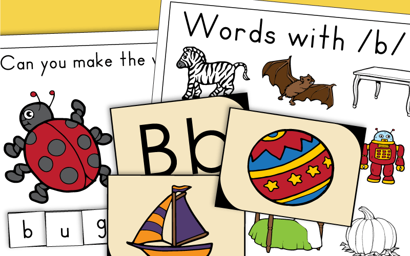 Logical printable worksheet alphabet beginning sounds flip book in black and white.Letter B. Trace words for pictures. butterfly, ball, banana, boat 25338581 Vector Art at Vecteezy