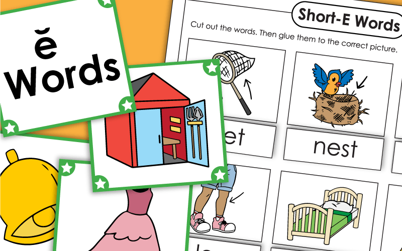 Short E Vowel Sound - Phonics Worksheets