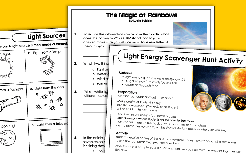 Light and Sound Worksheets