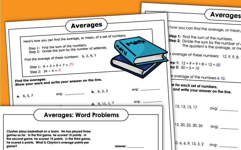 Averages - Mean Worksheets